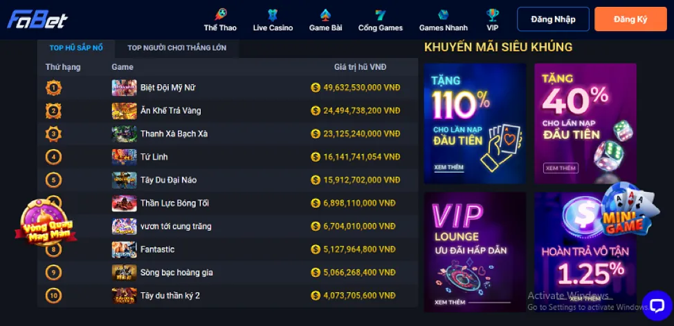 Đặc quyền dành cho thành viên VIP 68win